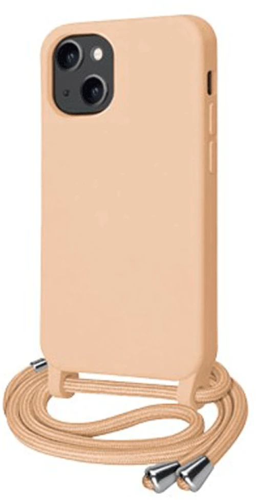 Cord Silicone back cover Case με κορδόνι Θήκη για Iphone 16 nude