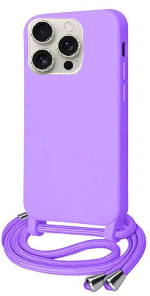 Cord Silicone back cover Case με κορδόνι Θήκη για Iphone 16 pro max purple