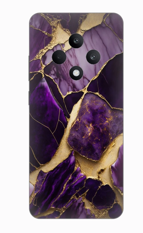 Marble Black-Purple Silicone Case θήκη για OPPO Reno 12F 5G
