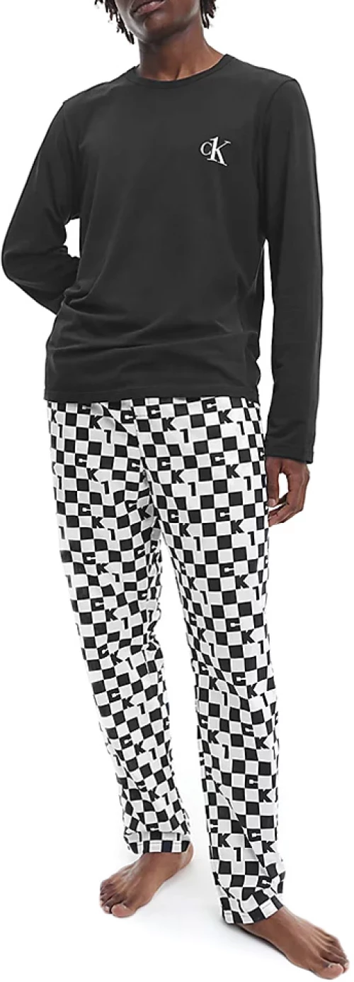 CALVIN KLEIN LONGSLEEVE & PANTS PYJAMA SET MEN CALVIN KLEIN ΛΕΥΚΟ- ΜΑΥΡΟ (000NM2019E-6OE)