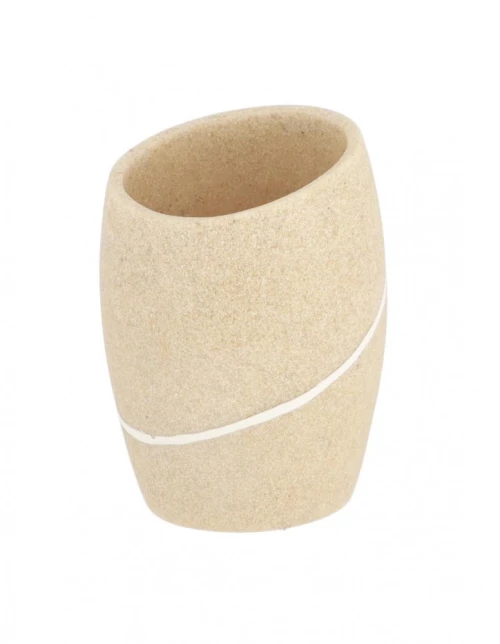 Ποτήρι μπάνιου polyresin/stone effect/φυσικό  7.2x6.5x9,8cm