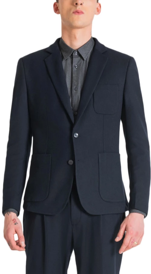 ANTONY MORATO NEW YORK STRETCH TWILL SLIM FIT BLAZER MEN ANTONY MORATO ΜΠΛΕ (MMJA00477-FA600264-7073)