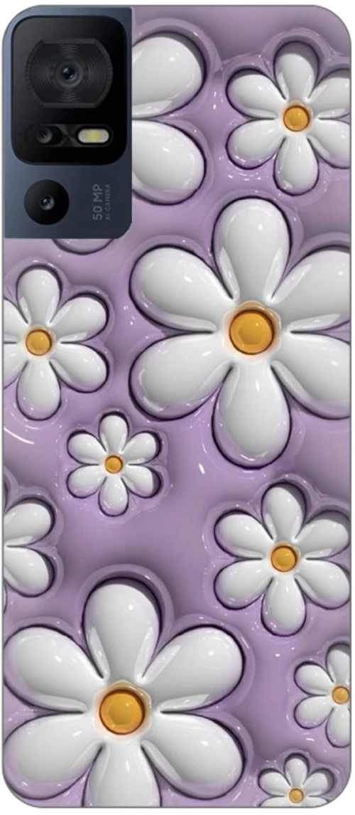 Flowers in Purple  Silicone Case θήκη για TCL 40 SE 4G