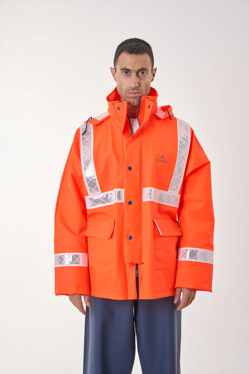 Anorak Αδιάβροχο Σακάκι Θάλασσας, Υψηλής Ευκρίνειας (Εn471)Dock® long- με Κουκούλα
