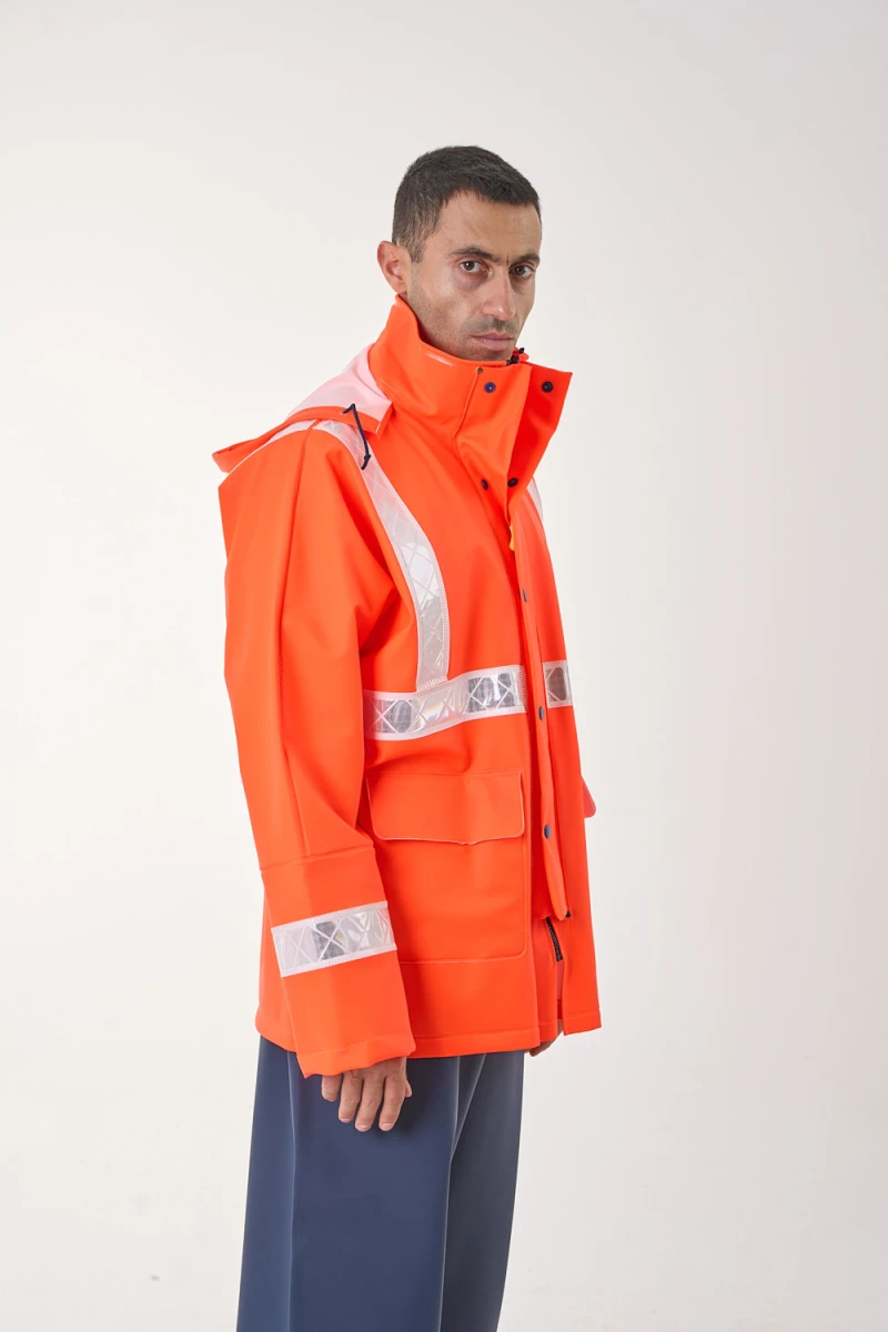 Anorak Αδιάβροχο Σακάκι Θάλασσας, Υψηλής Ευκρίνειας (Εn471)Dock® long- με Κουκούλα
