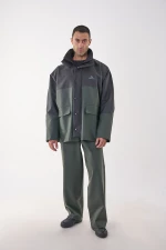 Anorak Αδιάβροχο Κοστούμι Με Διχρωμία Road® long- Λαδί-Μαύρο