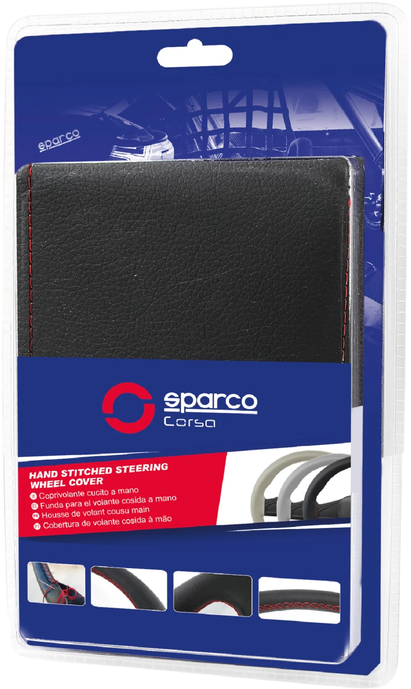 Κάλυμμα Τιμονιού Ραφτό 37-39Cm Sparco Hand Stitched Μαύρο  Spc1110Bk Black
