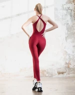 Cross Braces Jumpsuit Push-Up και Σμίλευσης Lismina 1901 Red Wine