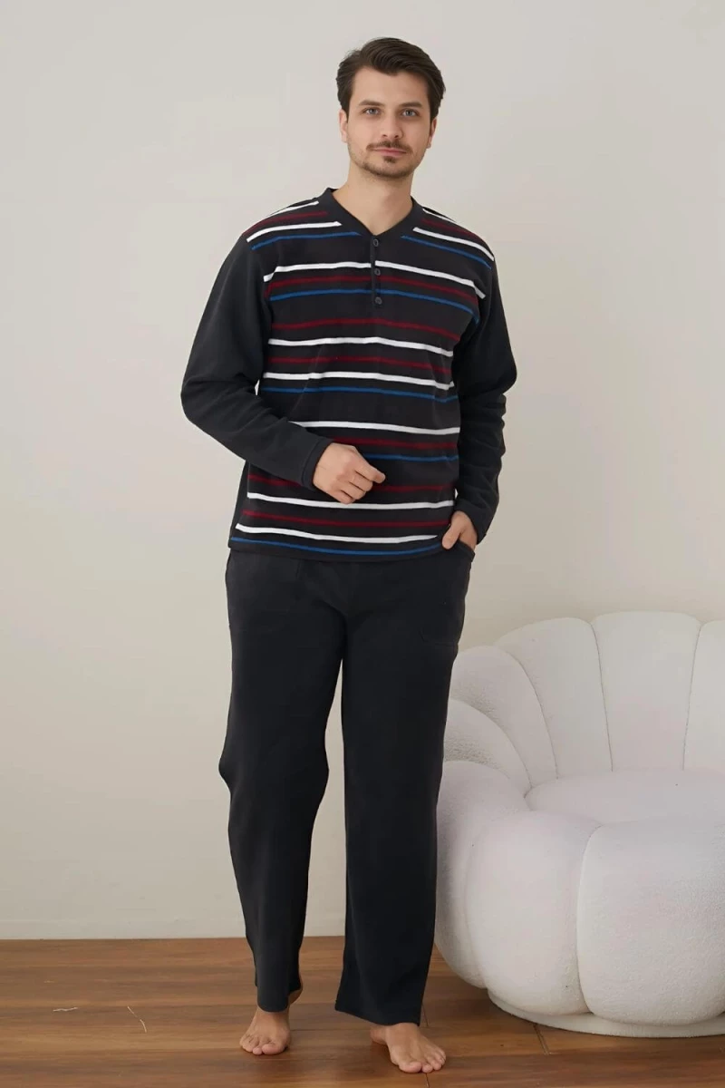 Πιτζάμα Ανδρική Fleece R4023 - ΑΝΘΡΑΚΙ