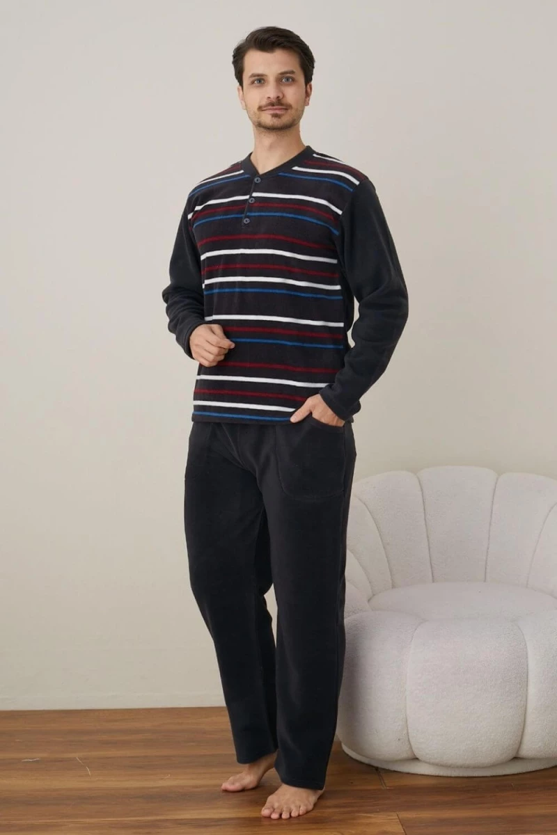 Πιτζάμα Ανδρική Fleece R4023 - ΑΝΘΡΑΚΙ