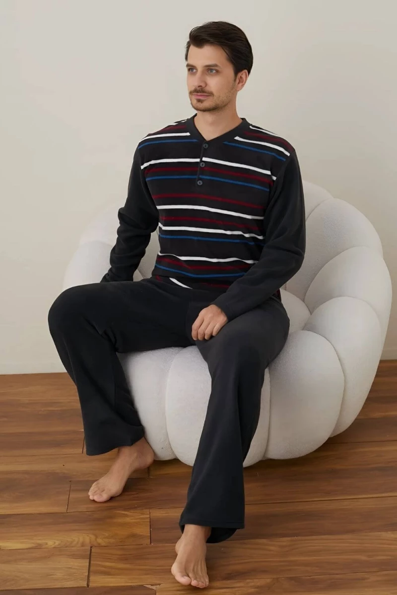 Πιτζάμα Ανδρική Fleece R4023 - ΑΝΘΡΑΚΙ