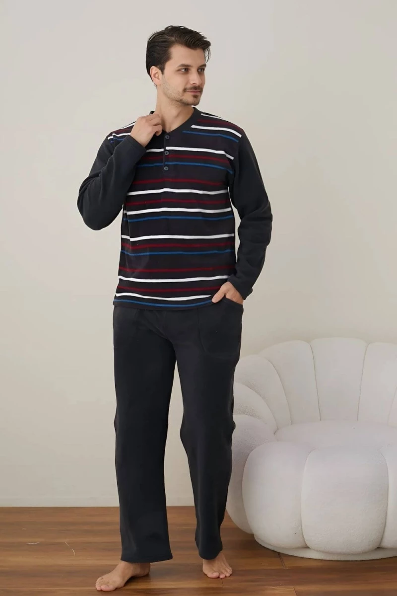 Πιτζάμα Ανδρική Fleece R4023 - ΑΝΘΡΑΚΙ
