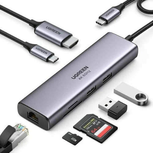 Ugreen USB-C Docking Station με HDMI 4K PD Ethernet Ασημί (60515)
