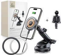TECH-PROTECT MM15W-V5 MAGNETIC MAGSAFE DASHBOARD & VENT CAR MOUNT WIRELESS CHARGER 15W BLACK