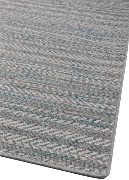 Ψάθινο χαλί Breeze 187/13 Γκρι Μπέζ Πετρόλ Ρίγες - Colore Colori - ΣΕΤ (0,70x1,50)x2 0,70x2,20