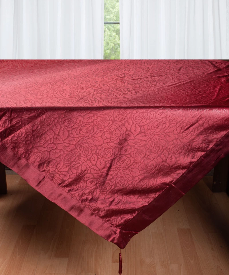 Σατέν τραπεζομάντηλο 2009 λουλούδι (160cm x 260cm) μπορντώ - -