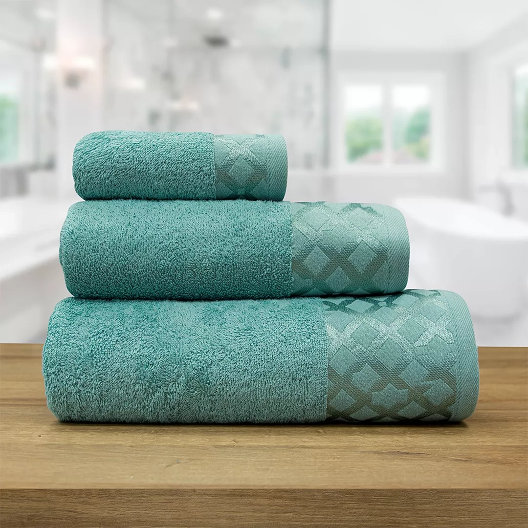 LINO ΣΕΤ ΠΕΤΣΕΤΕΣ NALBE PETROL 3ΤΜΧ Petrol Σετ Πετσέτες