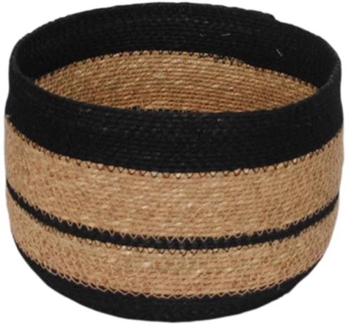 Καλάθι γιούτας χειροπ. φυσικό/μαύρο Φ25Η18cm