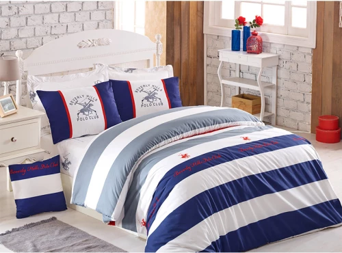 Σετ Μονή Παπλωματοθήκη με Μαξιλαροθήκη και Σεντόνι 160 x 220 cm Beverly Hills Polo Club 008 Χρώματος Μπλε 176BHP2111