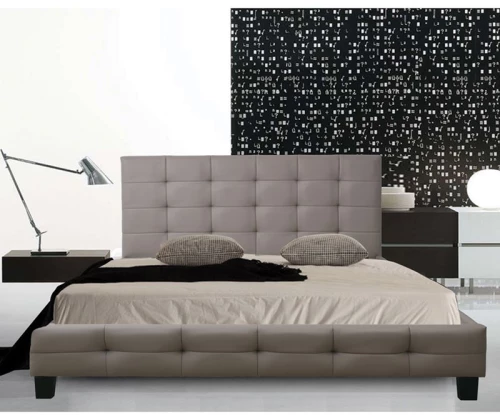 WOODWELL Ε8053,3FIDEL Κρεβάτι Διπλό για Στρώμα 160x200cm, PU Απόχρωση Cappuccino 168x215x107cm Ε8053,3