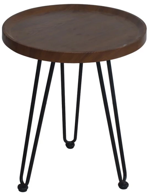 WOODWELL ΕΜ963,2MATRIX Τραπεζάκι Σαλονιού Καθιστικού, Μέταλλο Βαφή Μαύρο, Ξύλο Καρυδί Φ76xH.45cm ΕΜ963,2