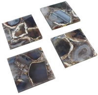 Artekko Agate Σουβέρ από Αχάτη Μαύρο (10x10x1.1)cm Σετ/4 Artekko 44887-BLAC