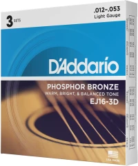 Daddario EJ16 Phosphor Bronze - 12-53, 3-Pack