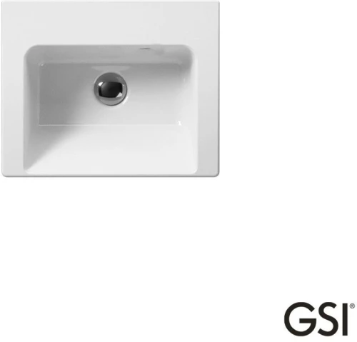 GSI Norm Κρεμαστός / Ένθετος Νιπτήρας Πορσελάνης Χωρίς Οπή Μπαταρίας 42 x 34εκ White