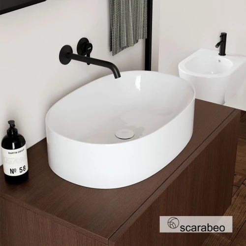 Scarabeo Skinny Επικαθήμενος Νιπτήρας Πορσελάνης 60x40εκ White
