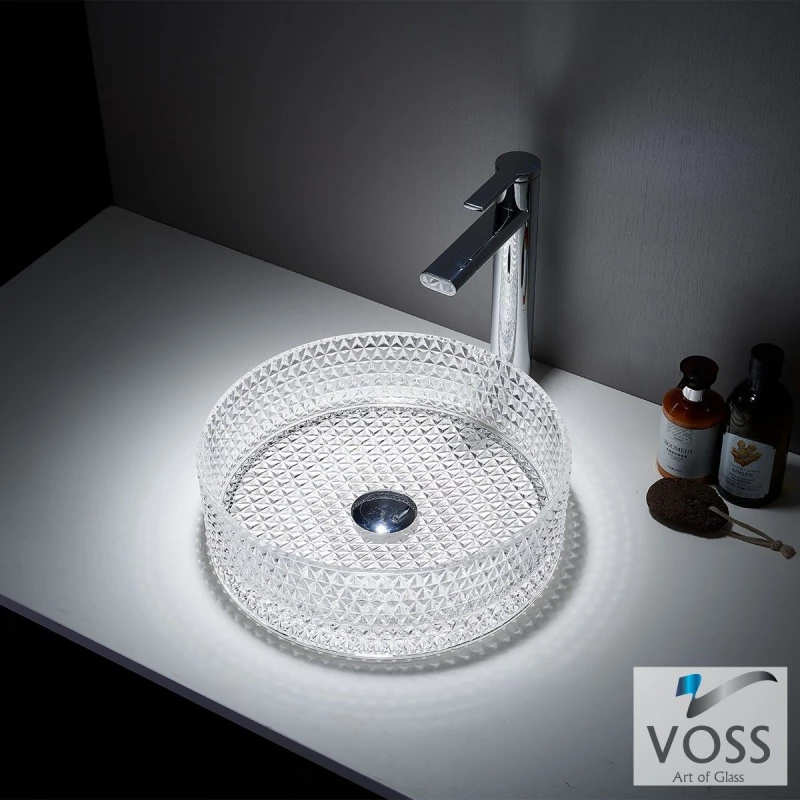 Voss Ring-D Επικαθήμενος Νιπτήρας Γυάλινος Ø40 GLass Clear