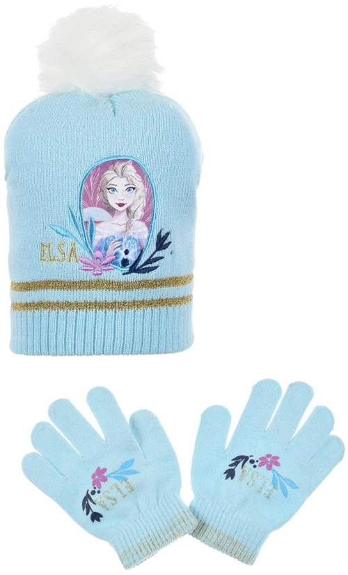 Σετ σκούφος με γάντια "Elsa Frozen" γαλάζιο