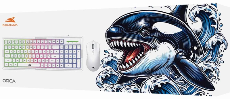 BARACUDA GAMING COMBO KEYBOARD AND MOUSE BGC-012 ORCA WHITE