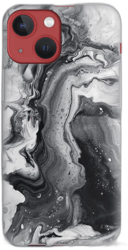 Marble Silicone case Θήκη για Iphone 13 black-white 2