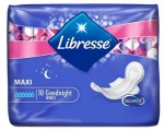 Libresse Comfort & Security Maxi Goodnight Σερβιέτες Νύχτας Με Φτερά 10τμχ