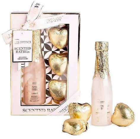 IDC Institute Scented Rose Bathroom Set Orange & Cedar Wood Bath 150ml & Bath Bomb 3×30gr