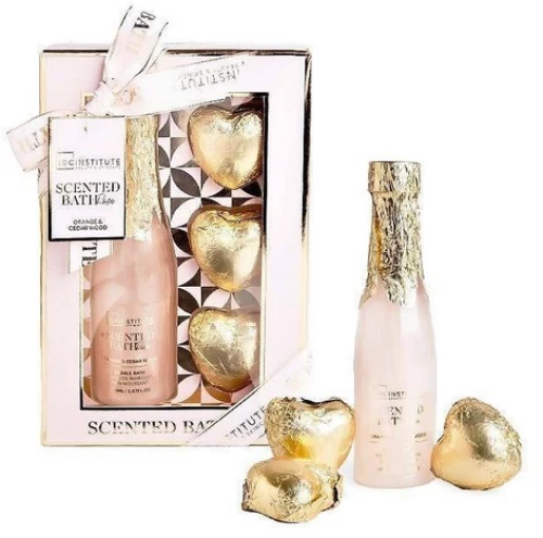 IDC Institute Scented Rose Bathroom Set Orange & Cedar Wood Bath 150ml & Bath Bomb 3×30gr