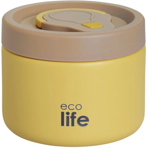 Στρογγυλό Ανοξείδωτο Θερμός Φαγητού Ecolife 650ml Κίτρινο