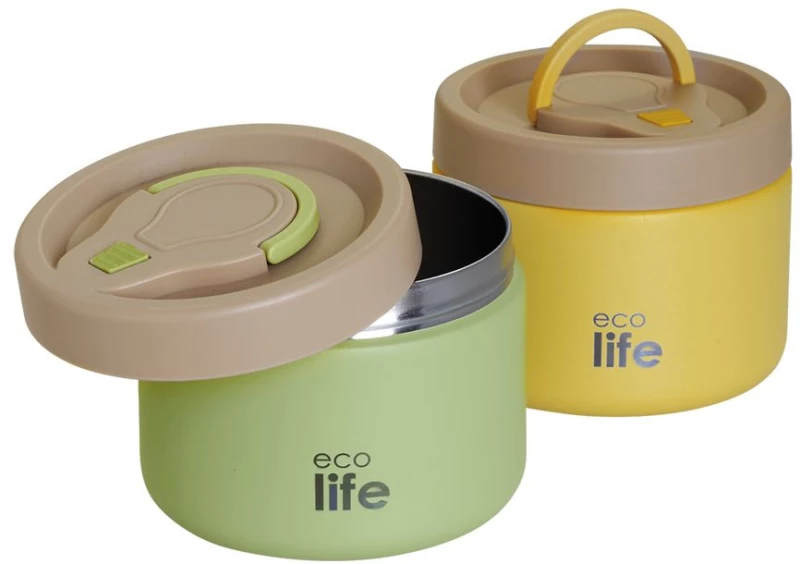 Στρογγυλό Ανοξείδωτο Θερμός Φαγητού Ecolife 650ml Κίτρινο