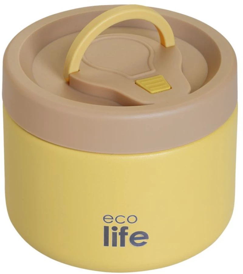 Στρογγυλό Ανοξείδωτο Θερμός Φαγητού Ecolife 650ml Κίτρινο