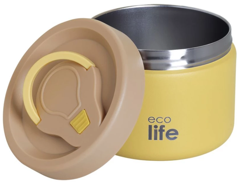 Στρογγυλό Ανοξείδωτο Θερμός Φαγητού Ecolife 650ml Κίτρινο