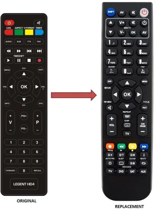 REPLACEMENT REMOTE CONTROL LEGENT HD4