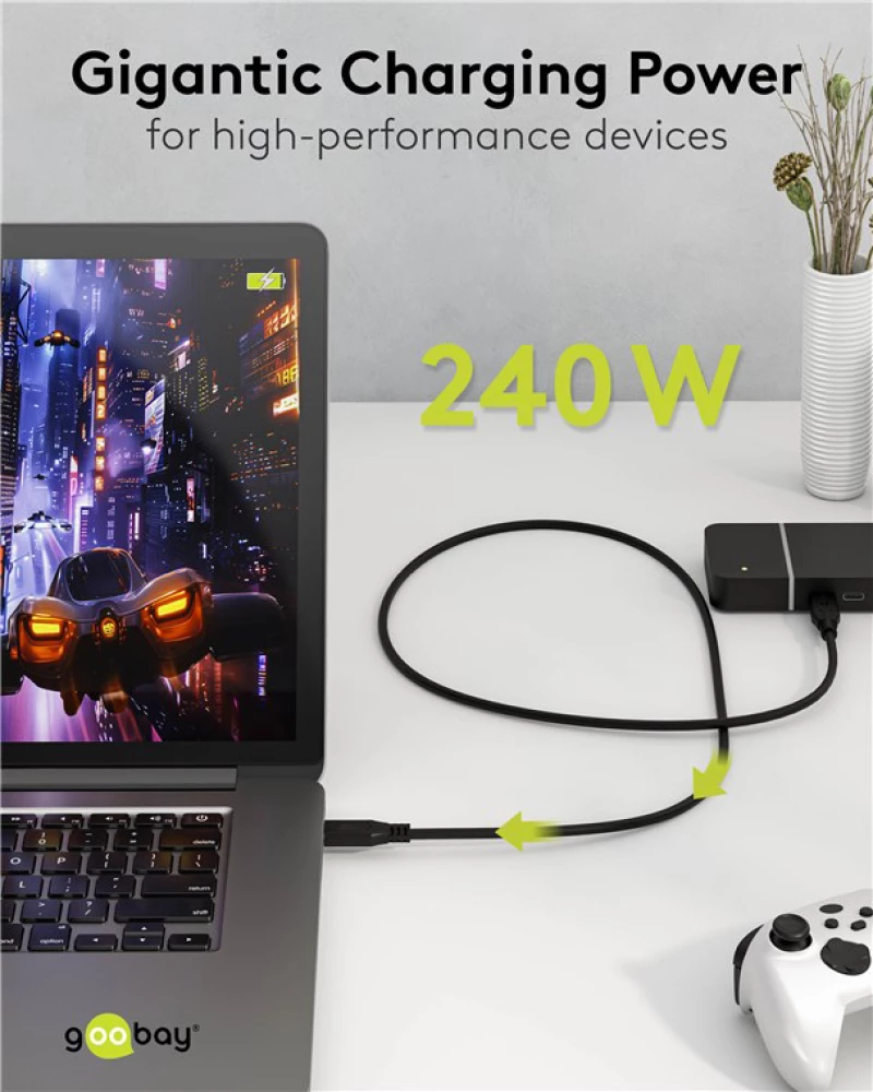 GOOBAY καλώδιο USB-C 74185, USB4, 240W, 40Gbps, 8K/60Hz, 1.8m, μαύρο