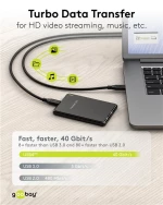 GOOBAY καλώδιο USB-C 74185, USB4, 240W, 40Gbps, 8K/60Hz, 1.8m, μαύρο