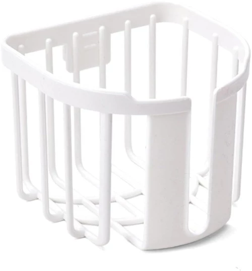 HOME USE επιτοίχια χαρτοθήκη μπάνιου HUH-0223 με αυτοκόλλητο, 11x14x13.5cm, λευκή