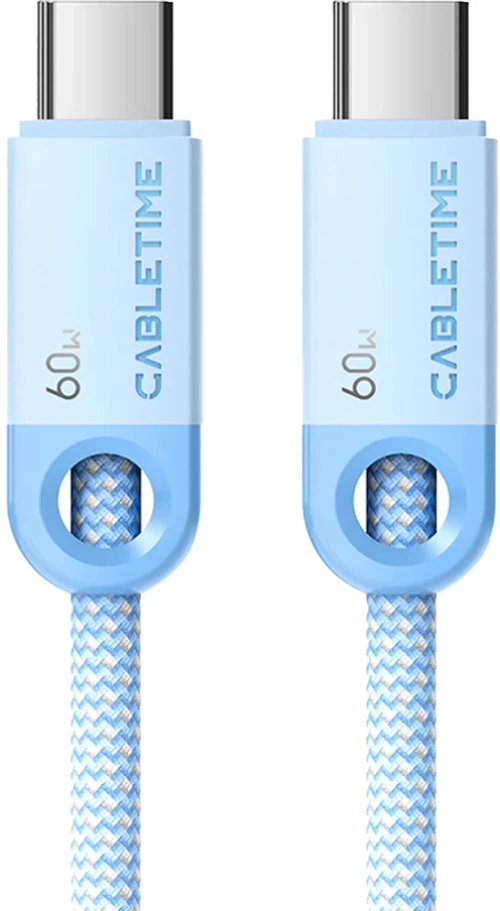 CABLETIME καλώδιο USB-C CT-CM60-PBW, 60W PD, 480Mbps, 0.25m, μπλε