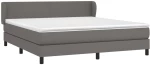vidaXL Κρεβάτι Boxspring με Στρώμα Γκρι 180x200 εκ. Συνθετικό Δέρμα