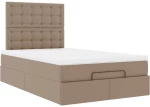 vidaXL Οθωμανικό κρεβάτι με στρώμα & LEDs Cappucino Faux Leather