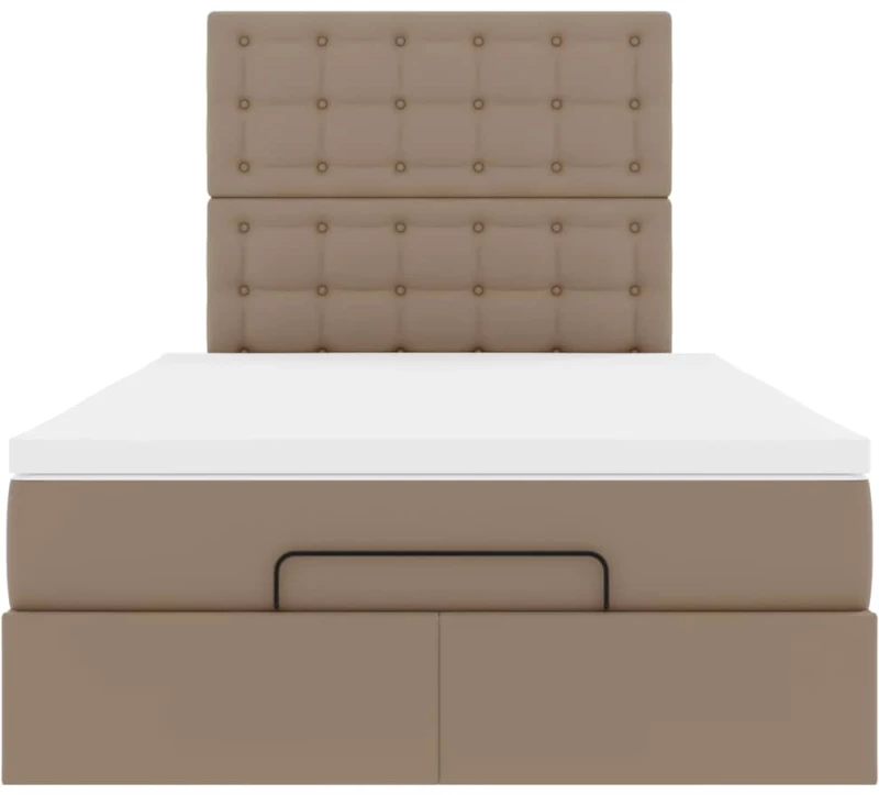 vidaXL Οθωμανικό κρεβάτι με στρώμα & LEDs Cappucino Faux Leather