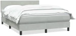 vidaXL Κρεβάτι Boxspring με Στρώμα Ανοιχτό Γκρι 160x220 εκ. Βελούδινο