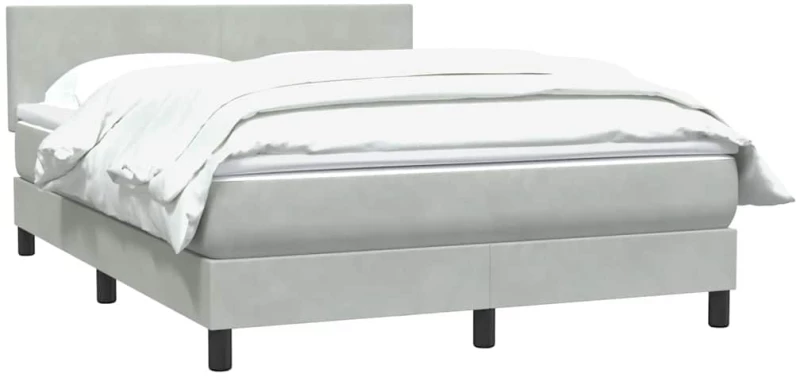 vidaXL Κρεβάτι Boxspring με Στρώμα Ανοιχτό Γκρι 160x220 εκ. Βελούδινο